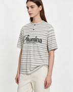 Striped loose short-sleeved shirt