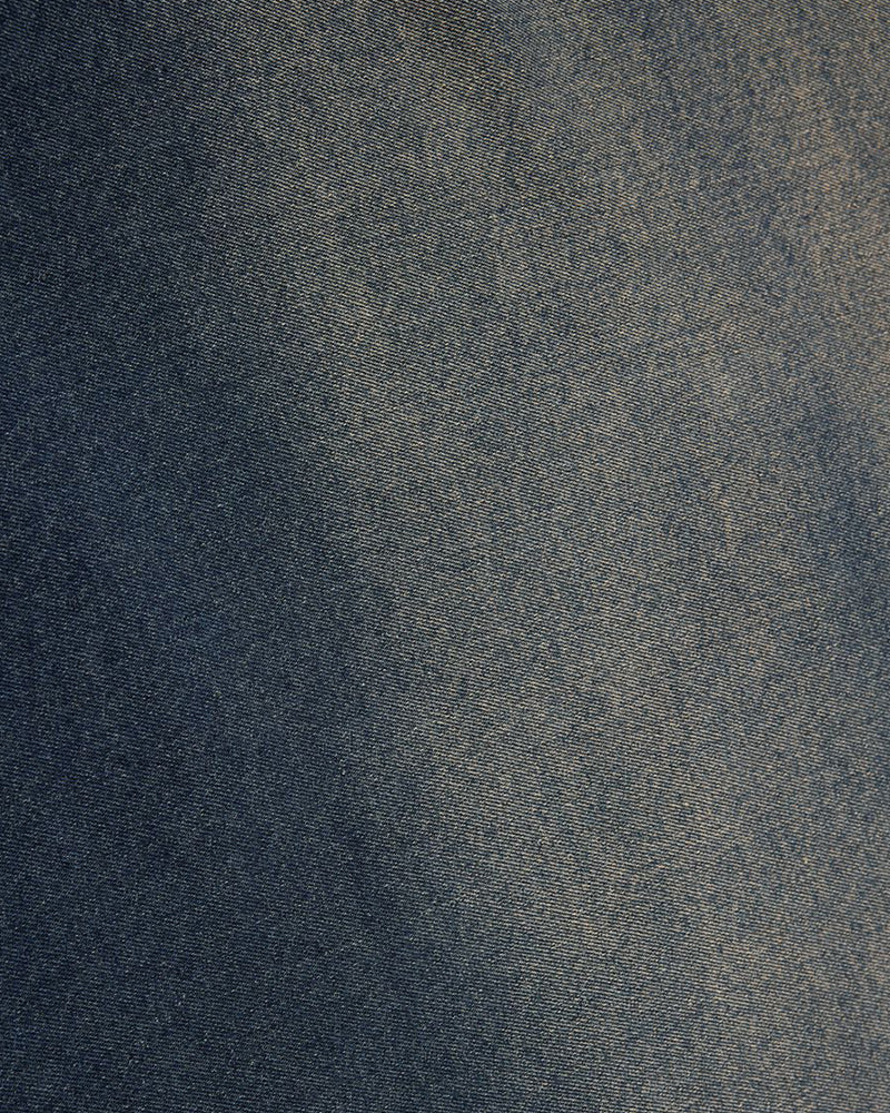 Distressed gradient denim long-sleeved shirt