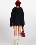 Simple hooded sweatshirt jacket