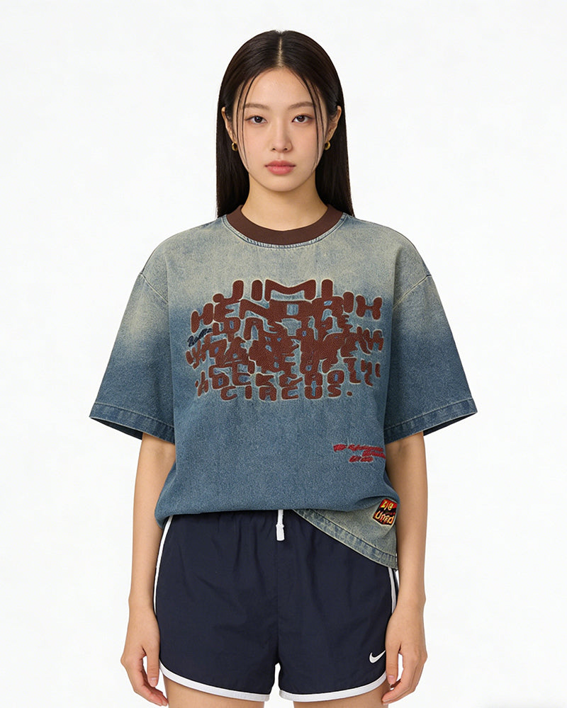 Washed distressed short sleeves