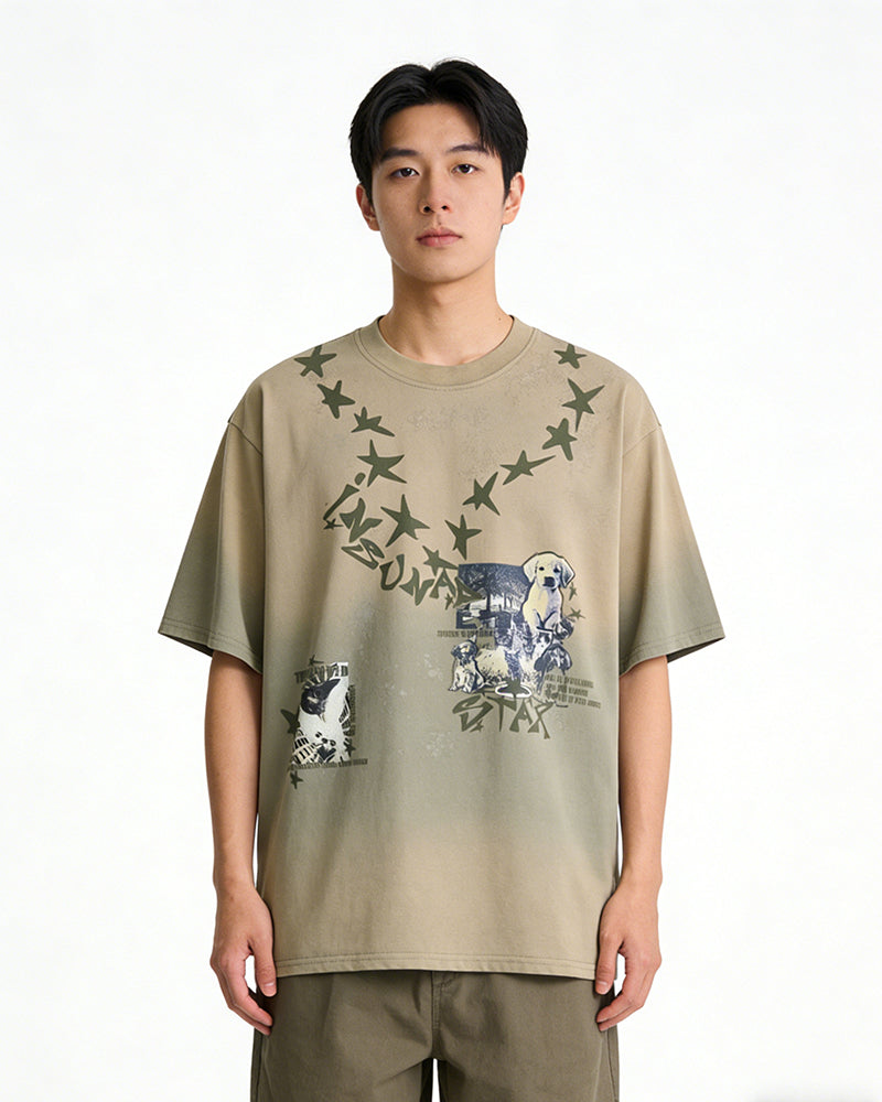 Distressed star short sleeve