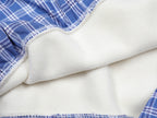 Spliced plaid fake two-piece polo sweatshirt