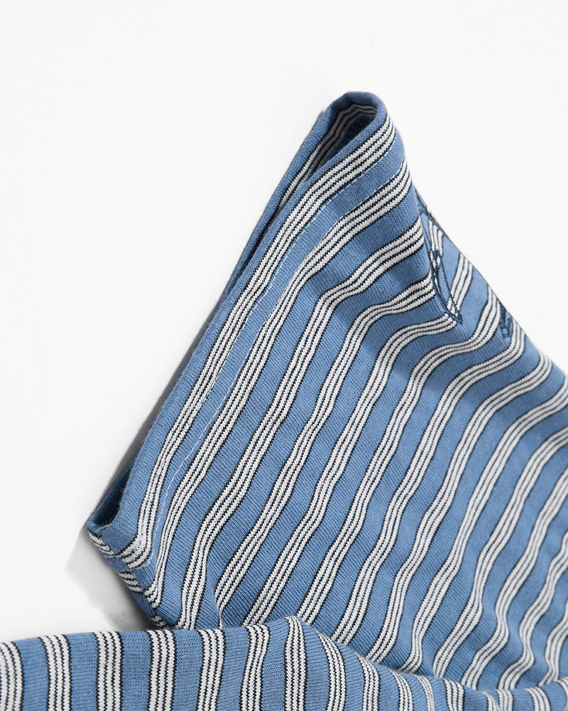 Embroidered striped short-sleeved shirt