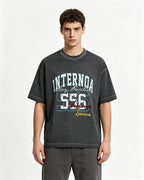 Washed distressed casual short-sleeved shirt