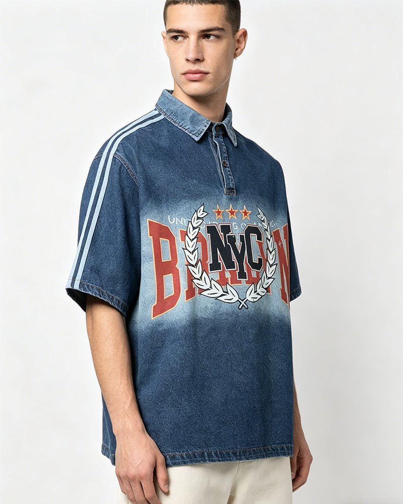 Retro washed short-sleeved shirt