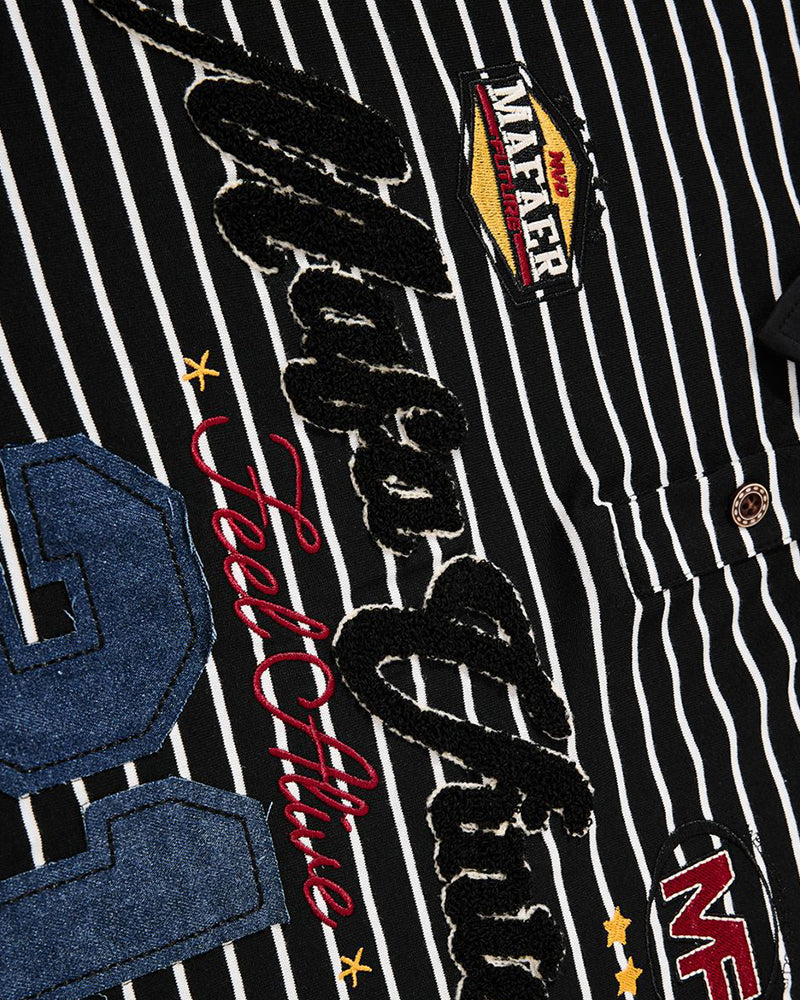 Color-blocked striped casual long-sleeved shirt