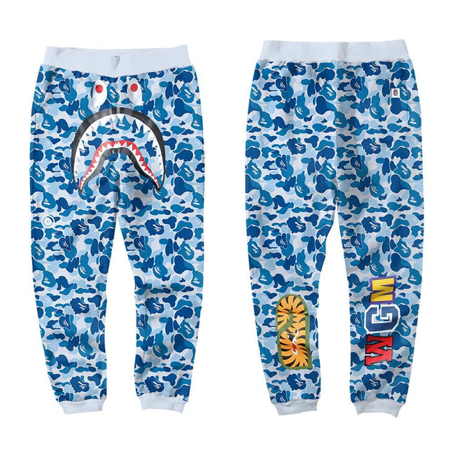 BAPE Blue Camo Shark Sweatpants – Streetwear Joggers Hover Image