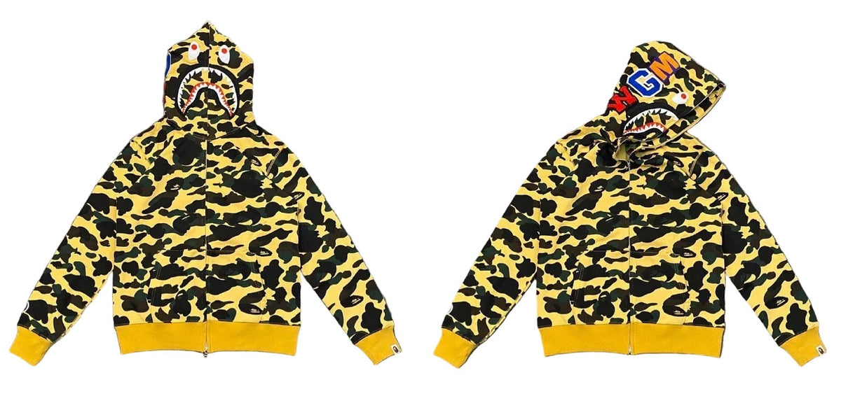 BAPE Shark Camo Full Zip Hoodie Yellow