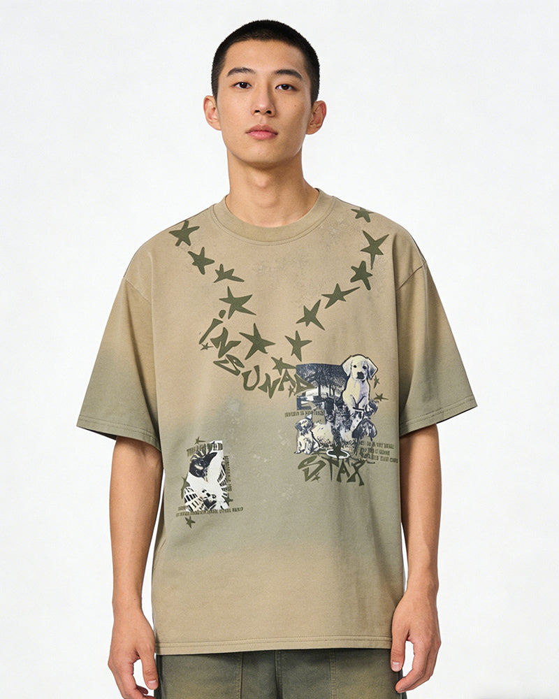 Distressed star short sleeve