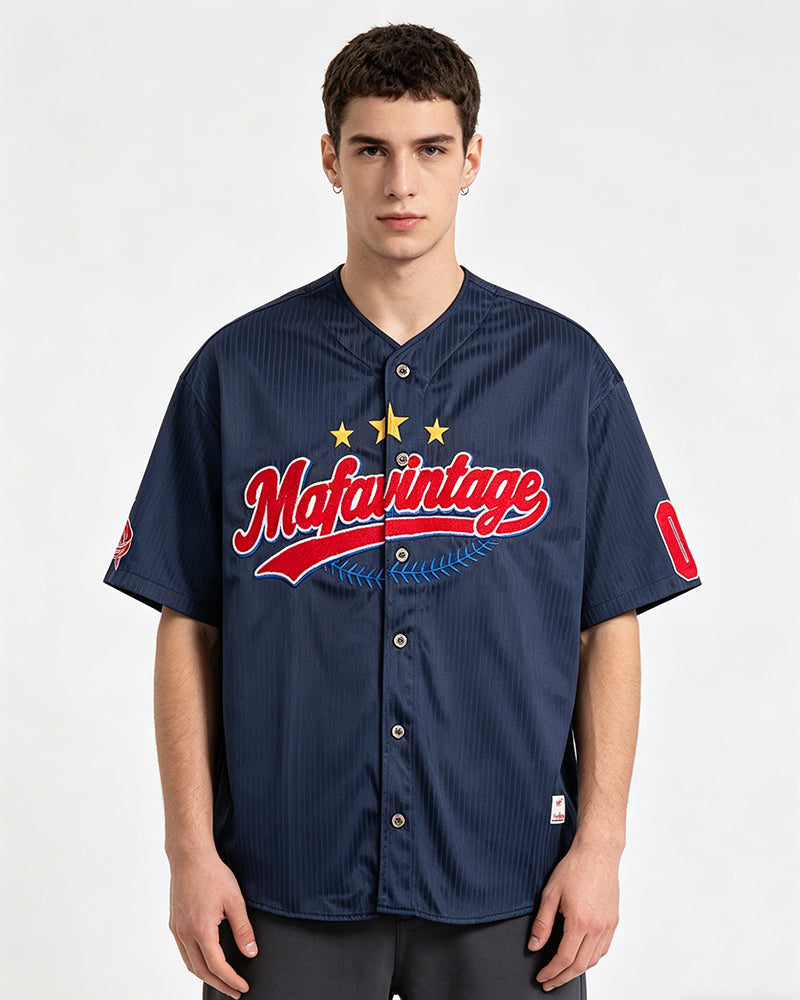 Retro baseball short-sleeved shirt