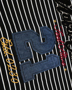 Color-blocked striped casual long-sleeved shirt