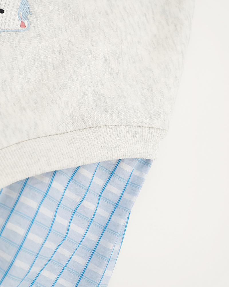 Retro patchwork fake two-piece sweatshirt