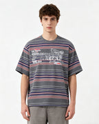 Retro color-blocked short-sleeved shirt