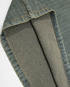 Distressed denim short-sleeved shirt with appliqué