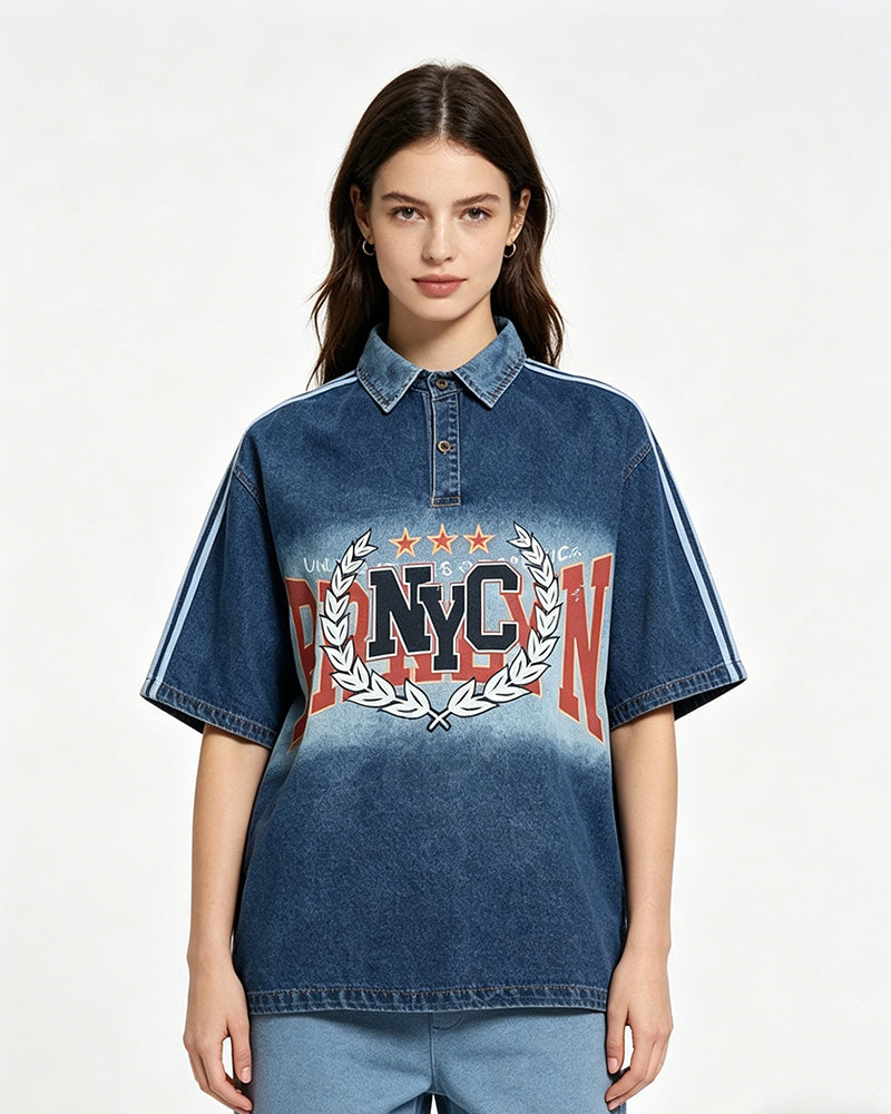Retro washed short-sleeved shirt