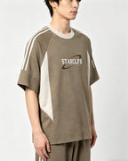 American retro patchwork contrasting short sleeves