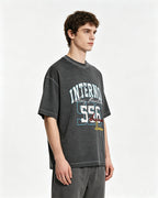 Washed distressed casual short-sleeved shirt