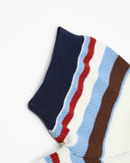 Embroidered striped color-blocked short-sleeved shirt
