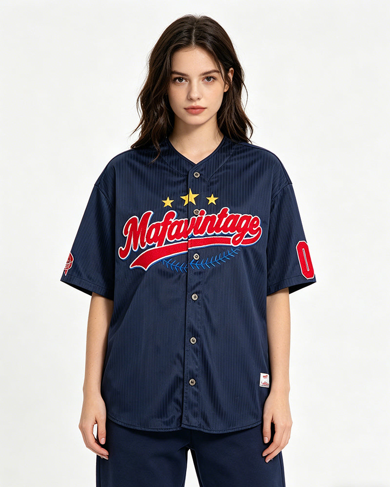 Retro baseball short-sleeved shirt