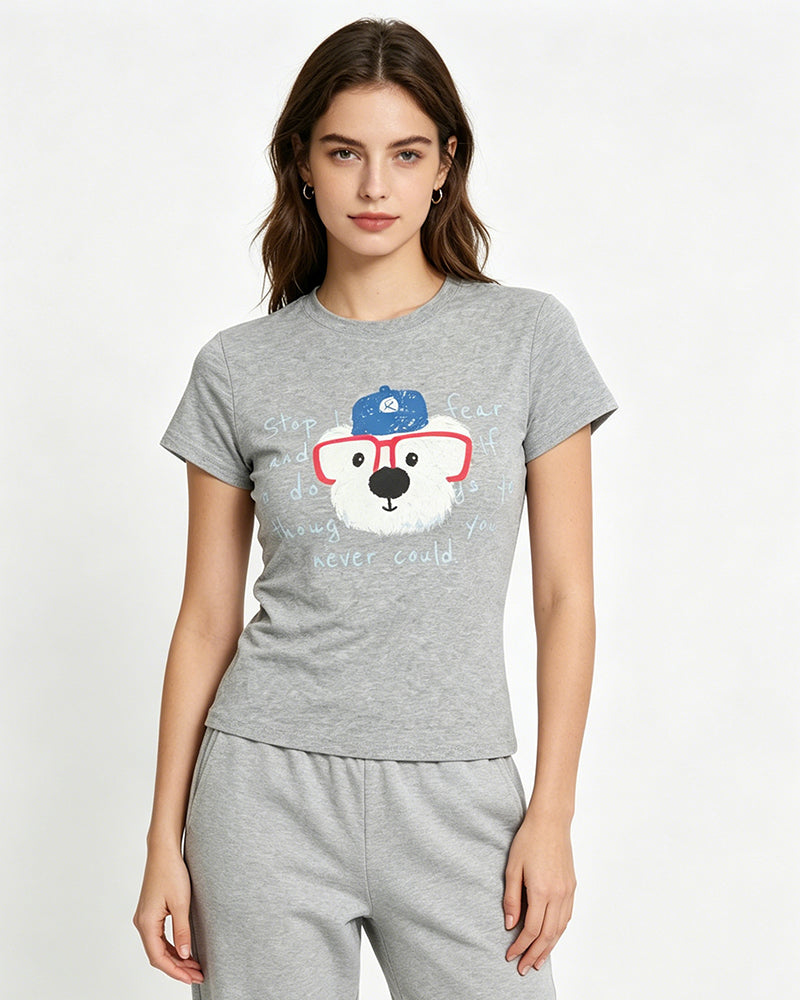 Puppy print short-sleeved T-shirt (women's)