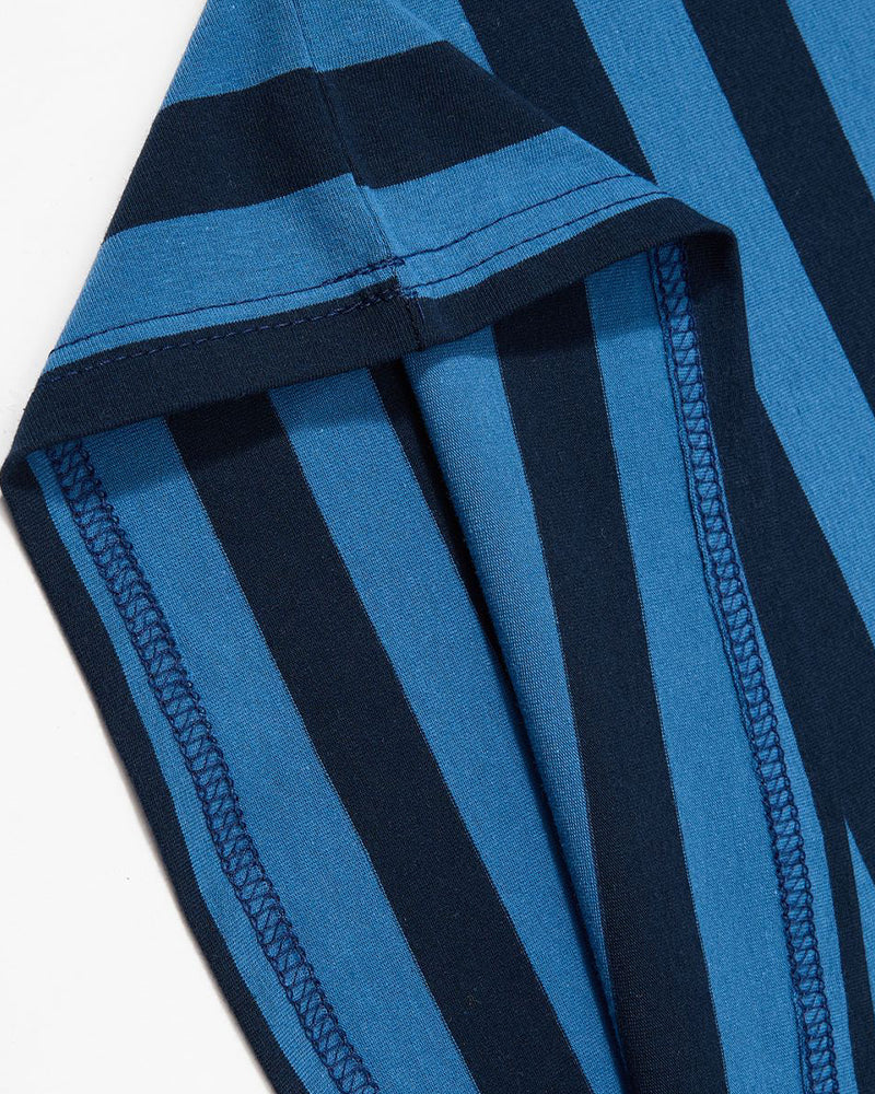 Retro striped embroidered short-sleeved shirt