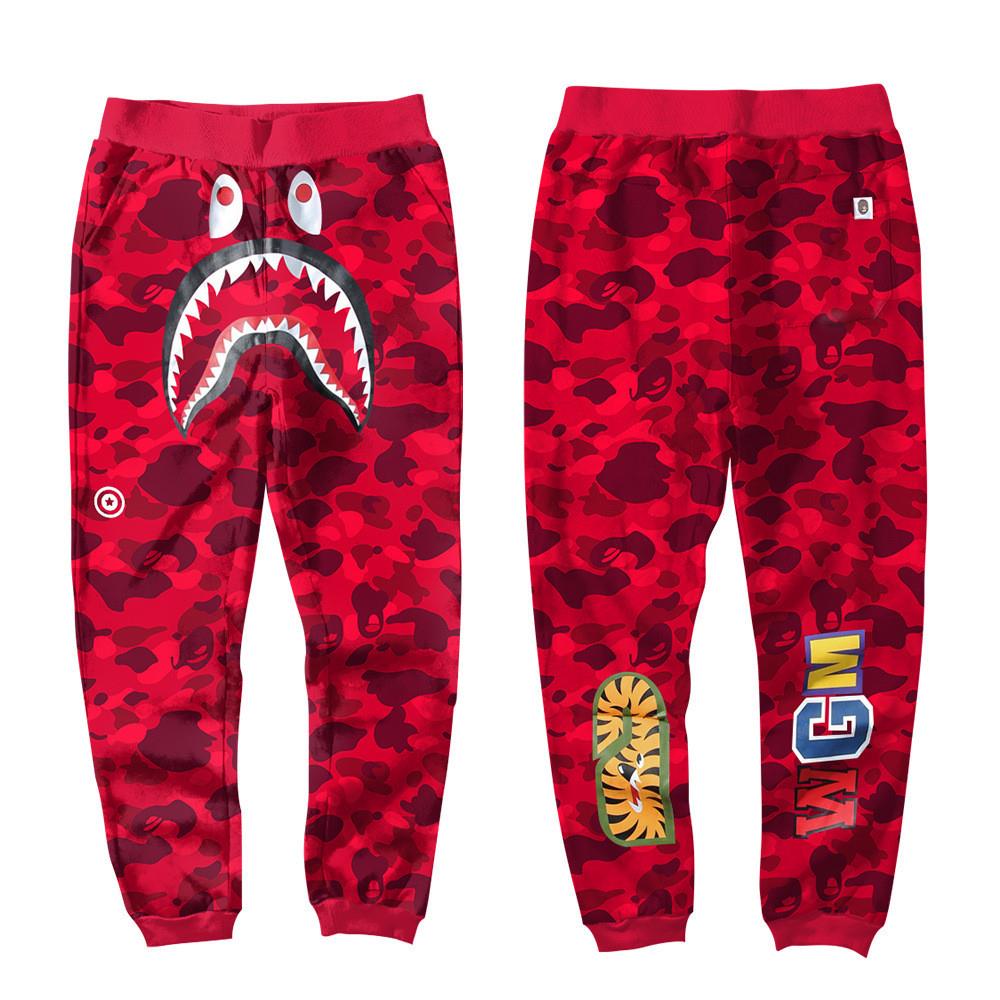 BAPE Red Camo Shark Sweatpants – Bold Streetwear Joggers