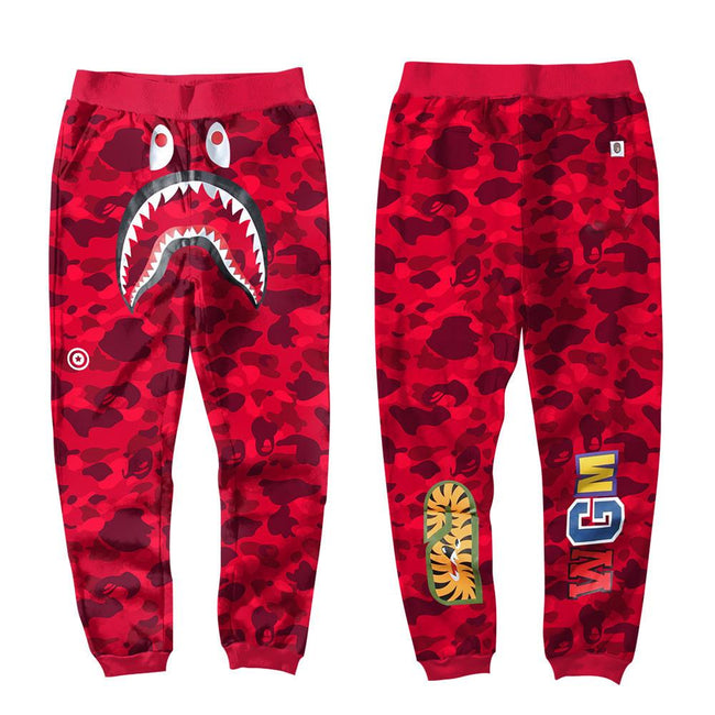 BAPE Red Camo Shark Sweatpants – Bold Streetwear Joggers Hover Image