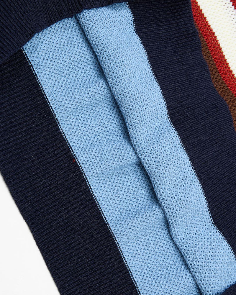 Embroidered striped color-blocked short-sleeved shirt