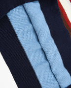 Embroidered striped color-blocked short-sleeved shirt