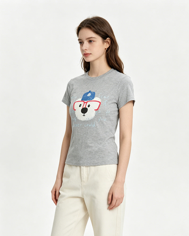 Puppy print short-sleeved T-shirt (women's)