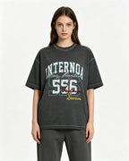 Washed distressed casual short-sleeved shirt