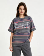 Retro color-blocked short-sleeved shirt