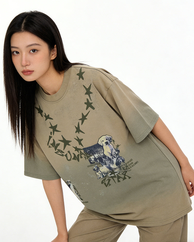 Distressed star short sleeve