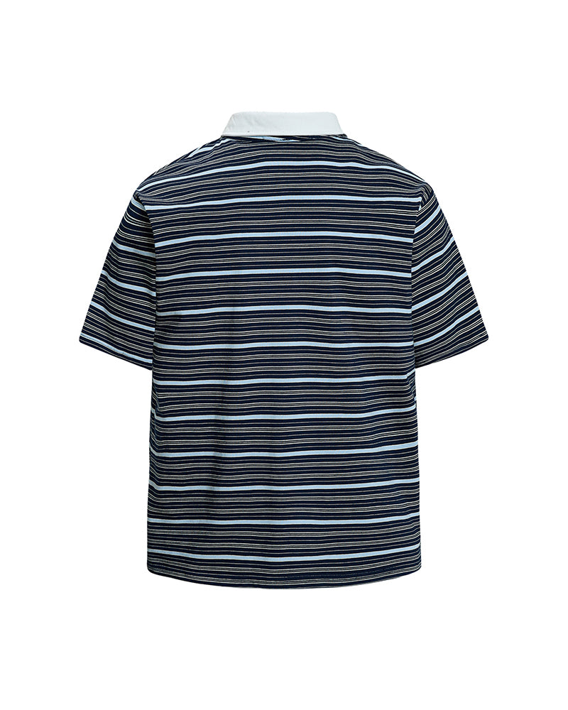 Retro striped short-sleeved shirt