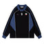 retro lapel patchwork sweatshirt