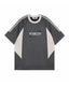 American retro patchwork contrasting short sleeves