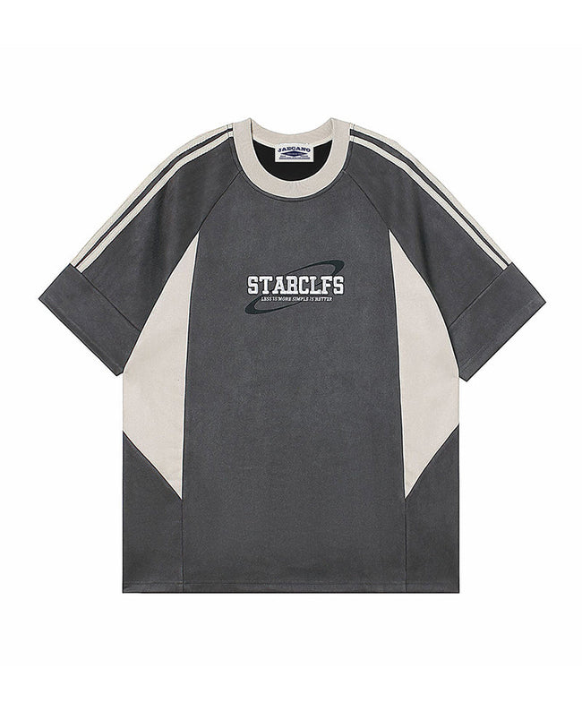 American retro patchwork contrasting short sleeves Hover Image