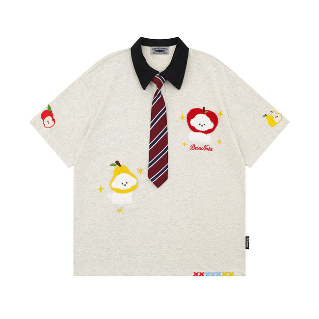 Retro polo collar short sleeves Hover Image