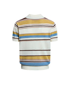 Embroidered striped color-blocked short-sleeved shirt