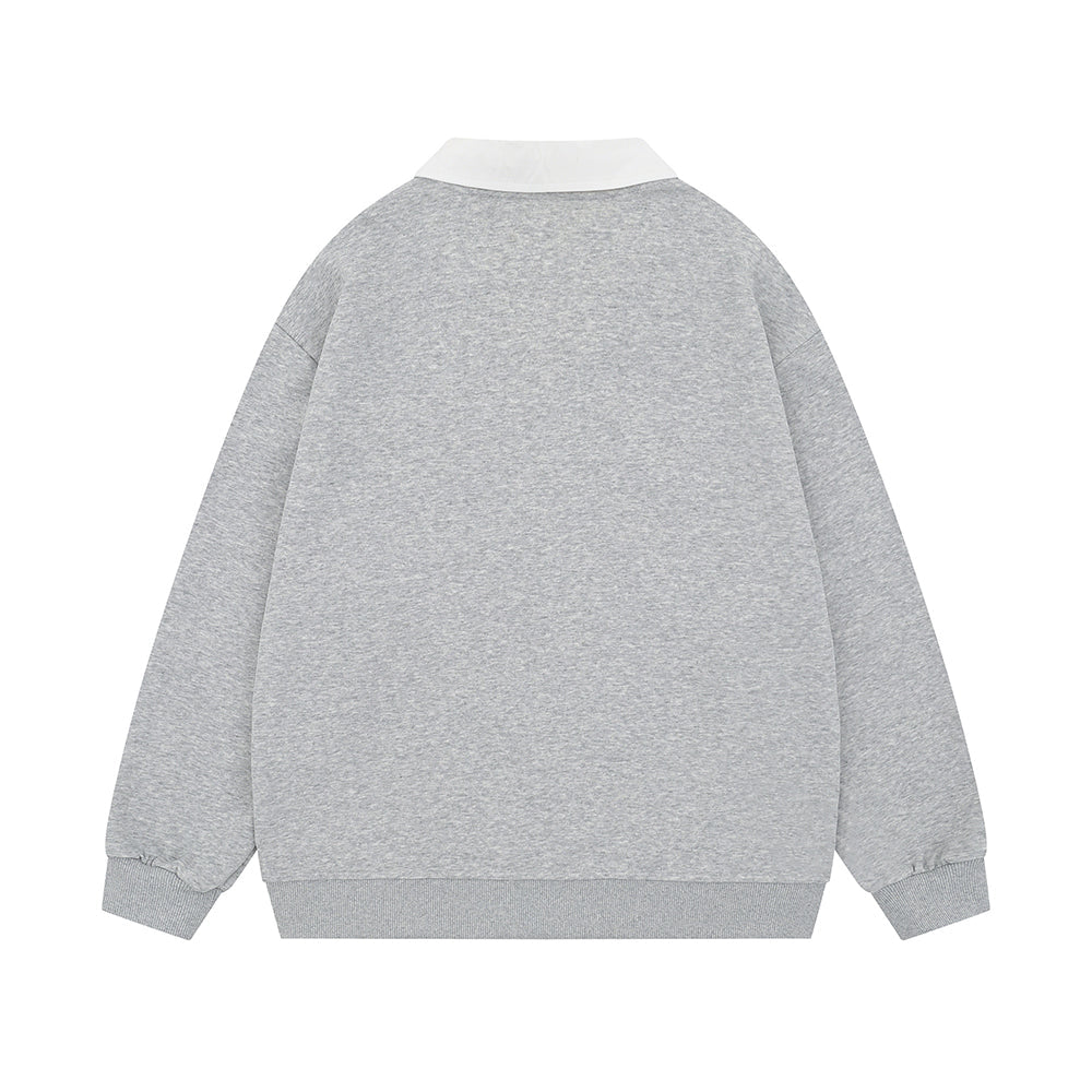 Fake two-piece college style sweatshirt