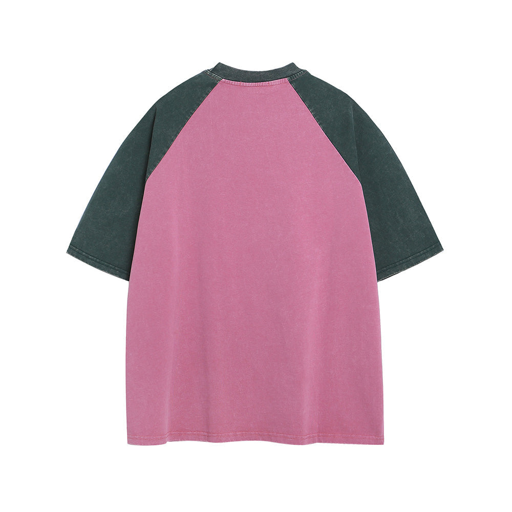 Letter print colorblock short sleeves
