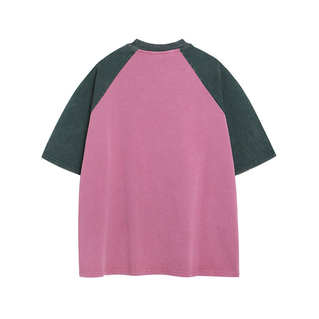 Letter print colorblock short sleeves Main Image