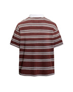 Color-blocked striped short-sleeved shirt