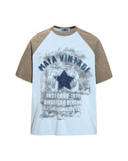 Distressed five-star short-sleeved shirt