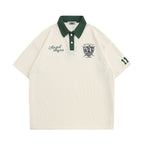 American retro embroidered contrasting short sleeves