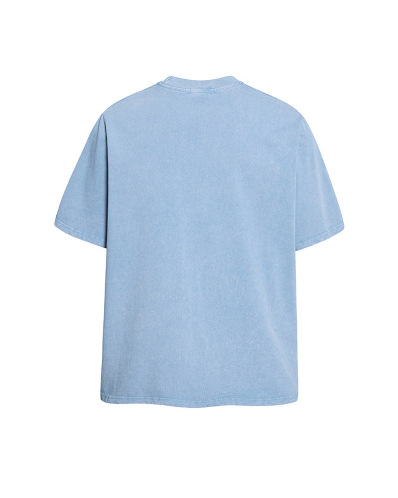 Vintage washed distressed short-sleeved shirt