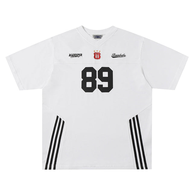 Retro letter embroidered short sleeves Hover Image