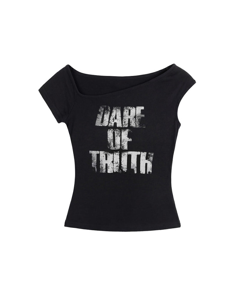 Asymmetrical neckline, fitted short-sleeved top (women's)