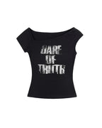Asymmetrical neckline, fitted short-sleeved top (women's)