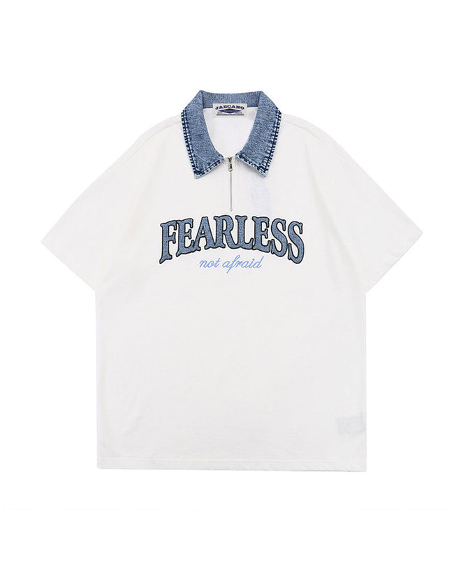 American retro lapel zipper short sleeves Hover Image